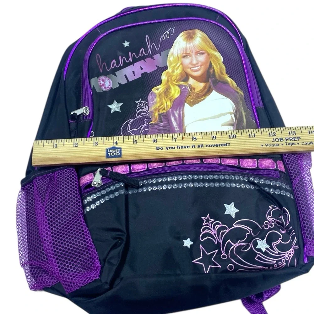 NEW W TAGS Disney Hannah Montana Backpack Girls Black‎ Purple Studded School Bag